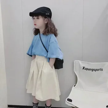 Прекрасный комплект хлопчатобумажной одежды для маленьких девочек 1-10 лет, мягкие детские топы, мини-брюки выше колена, рубашка в корейском стиле