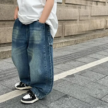 Детская одежда Baoduo, джинсы для мальчиков, 2023, летние новые прямые брюки в корейском стиле, модные брюки для девочек