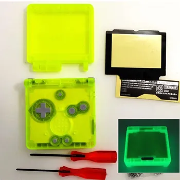Светящийся в темноте Прозрачный желтый корпус, замена стеклянных линз для Nintendo Game Boy Advance SP
