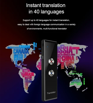 Голосовой переводчик T8 + 45 языков С мгновенным переводом на несколько языков Беспроводной способ, приложение-переводчик в режиме реального времени, совместимое с Bluetooth