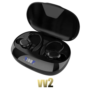 VV2 TWS Bluetooth Наушники С микрофонами Спортивные Беспроводные Водонепроницаемые Наушники 5.0 Зарядный отсек Наушники-крючки