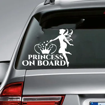 Мультяшная Сказочная принцесса на борту Автомобиля Наклейка Наклейка для лобового стекла Бампера заднего Ветрового стекла автомобиля Виниловый декор
