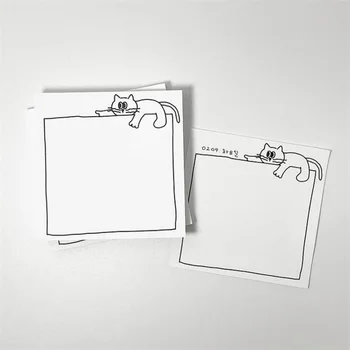 50 Листов бумаги для заметок с милым рисунком кота, Корейский блокнот, наклейка для креативного планировщика сообщений, Школьные канцелярские принадлежности