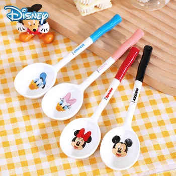 Disney Натуральная керамическая ложка с длинной ручкой, милая суповая ложка Дональд Дак, Дейзи Дак, кавайная детская ложка, полезные подарки оптом