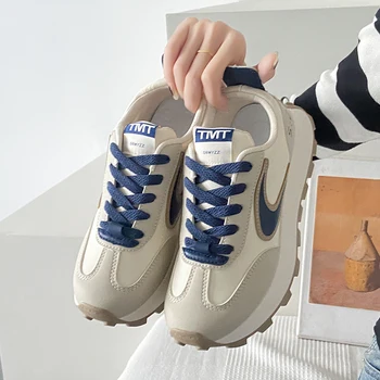 Осенняя новая повседневная обувь женские студенческие спортивные кроссовки для бега ins tide на толстой подошве Корейская версия обуви Forrest Gump нескользящая
