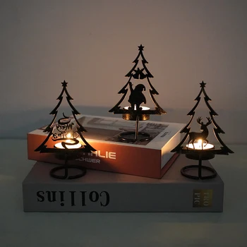 Креативный Подсвечник для Рождественской елки, Железный Орнамент для свечей, Подарочный Настольный Подсвечник для украшения Рождественского стола, поставка для домашней вечеринки