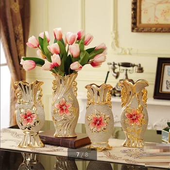 Ваза из матового фарфора в европейском стиле, винтажная усовершенствованная керамическая ваза для цветов в комнате, кабинете, прихожей, домашнего свадебного декора
