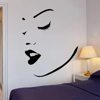 Сексуальное женское лицо с губами, наклейки на стены, макияж, наклейка на стену в спа-салоне, идеальная художественная роспись для сексуальной девушки, украшение дома, обои H061