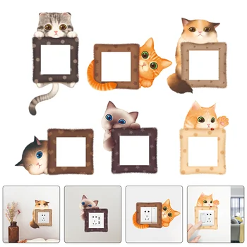 Наклейка с кошачьим переключателем, вечерние наклейки для розетки, декор, наклейки на стены с животными, Розетка, ПВХ, малышка