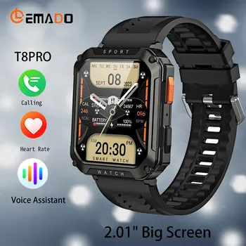T8 PRO Уличные военные смарт-часы Мужские Bluetooth Call Спортивные смарт-часы с большим 2,01-дюймовым экраном, голосовой ассистент, фитнес-часы