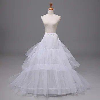 Белая Черная нижняя юбка с длинным шлейфом для свадебных платьев Кринолин 2 Обруча 3 Сетчатые нижние юбки