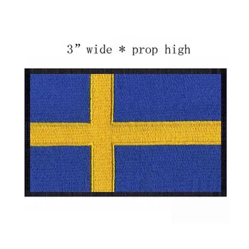 Нашивки с логотипами флага Швеции, вышитые утюгом шириной 3 дюйма /Железная нашивка для детей / Значок на одежде / Украшение для одежды