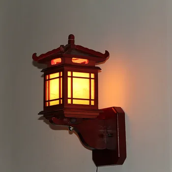 Антикварный китайский Ретро Деревянный настенный светильник, бра e27, ресторан, спальня в отеле, бра, Винтажный светильник в стиле Арт-деко
