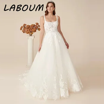 Свадебное платье Трапециевидной формы LaBoum на атласных бретельках с открытыми плечами и шлейфом в виде сердечка Модерн 2023 Vestido De Noiva