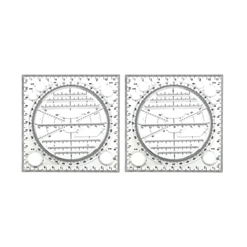 2X Многофункциональный шаблон для рисования кругов, инструмент для геометрического рисования, измерительная линейка, угол поворота