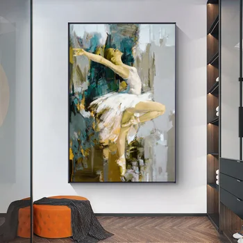 Танцующая девушка-балерина Картина на холсте, настенное искусство, картина маслом, напечатанная на холсте, плакат, настенная картина для декора галереи гостиной