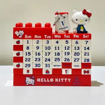 Sanrio Аниме Hello Kitty Творческая Сборка Блок Строительный Календарь Милый Мультфильм Ktm Кукла Diy Настольный Календарь Головоломка Игрушка Подарок