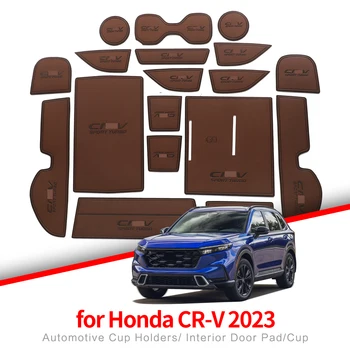 ZUNDUO Кожаный Коврик для Ворот Honda CR-V CRV 2023 + Автомобильный Коврик для Дверных Пазов Cortex, Подстаканник, Аксессуары Для Интерьера, Подставка для Воды