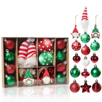 Прочные пластиковые украшения, сверкающие небьющиеся украшения для Рождественской елки, 32 светоотражающих рождественских шара для праздничного дома на праздники