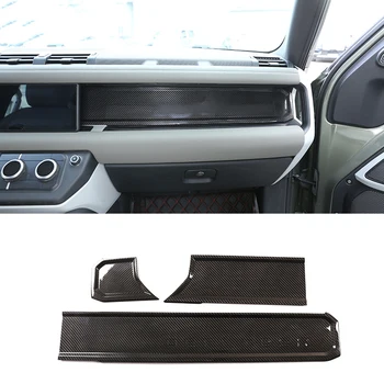Автомобильный стиль LHD из настоящего сухого углеродного волокна, накладка на центральную панель приборной панели, декоративная наклейка для Land Rover Defender 2020-2022 гг.