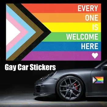 Здесь рады всем Автомобильные наклейки, украшение для равенства ЛГБТ, Наклейка из ПВХ, водонепроницаемая наклейка на автомобиль, баннер Equ N1R8
