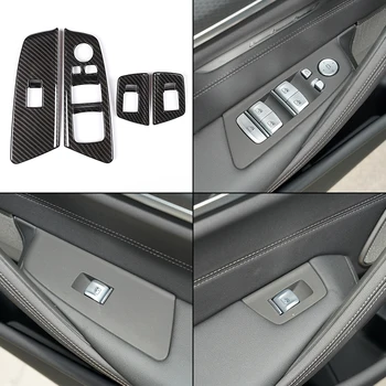 Панель переключателя подъема автомобильного стекла из углеродного волокна ABS, Внутренняя Декоративная рамка подлокотника с блестками для BMW 5 серии G30 2018-2021, Автомобильный аксессуар