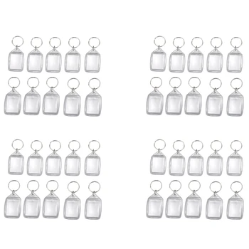 40X Прозрачные акриловые пластиковые пустые брелоки для ключей с фотографией на паспорт Брелок для ключей