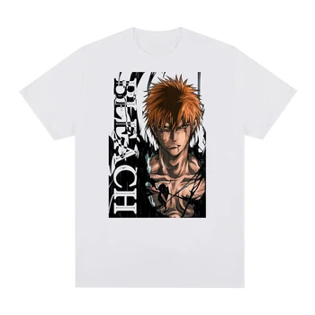 Горячая японская футболка с аниме Bleach Для мужчин, футболки с рисунком Каваи Куросаки Ичиго, хлопковые футболки Harajuku европейского размера для мужчин